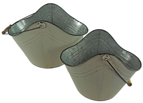 Wunderschöner Pflanzeimer oval weiß groß ca. 27 cm -  Gartendekoration